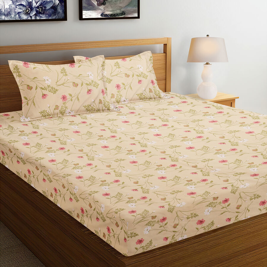 120 GSM Pink Polyester Double Bedsheet, , large image number null
