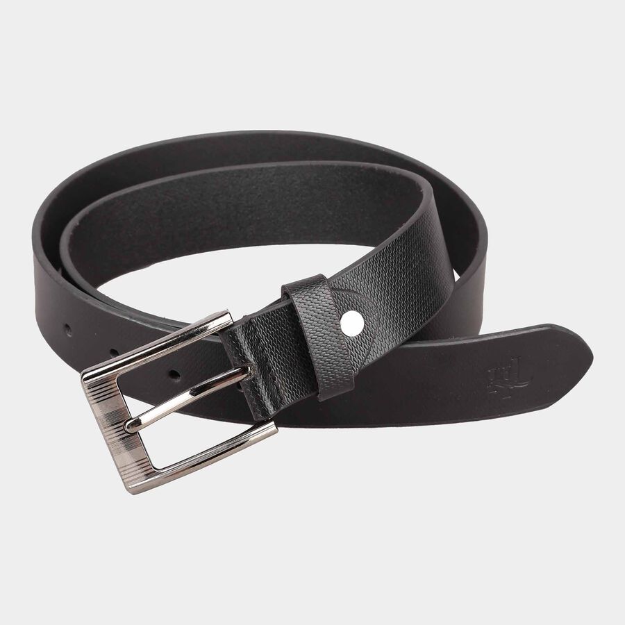 Men's Black Leather Casual Belt, , large image number null