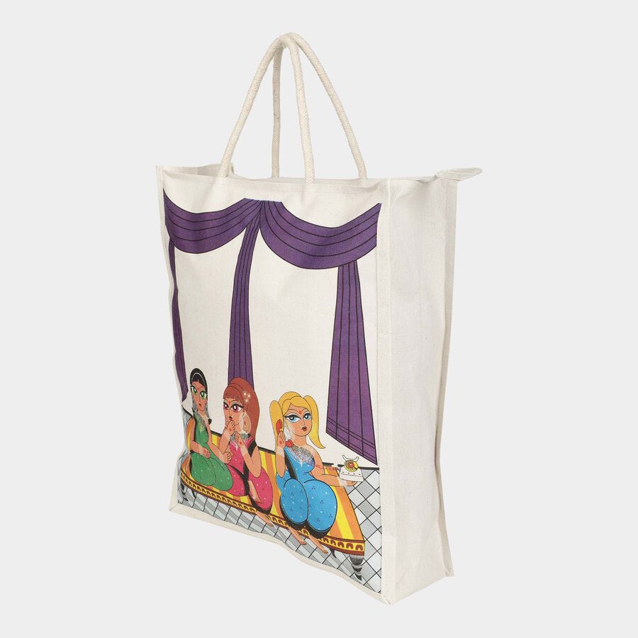 Women's Printed Canvas Tote Bag, Medium, , large image number null