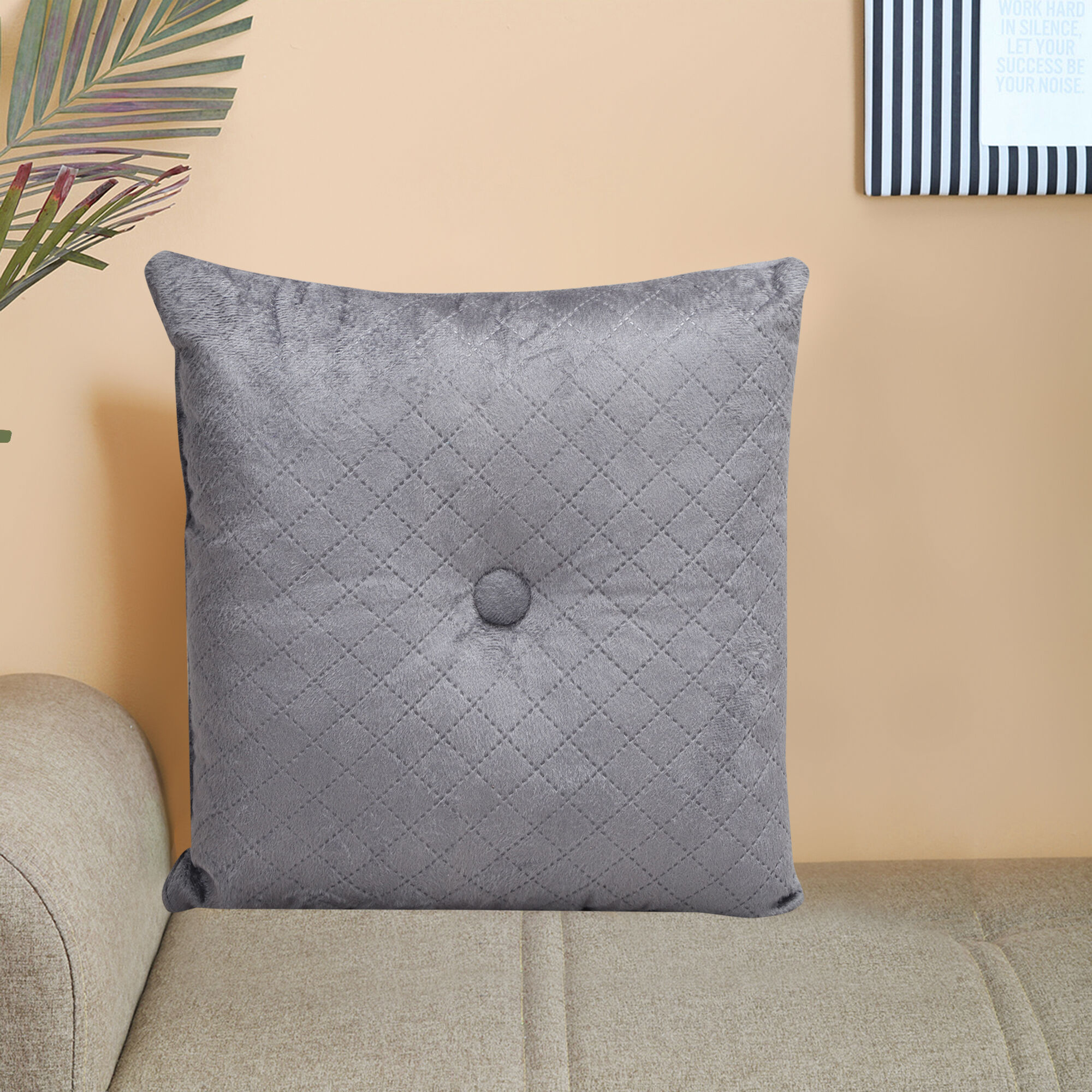 Home Beautiful                         Dark Grey Polyester Cushion