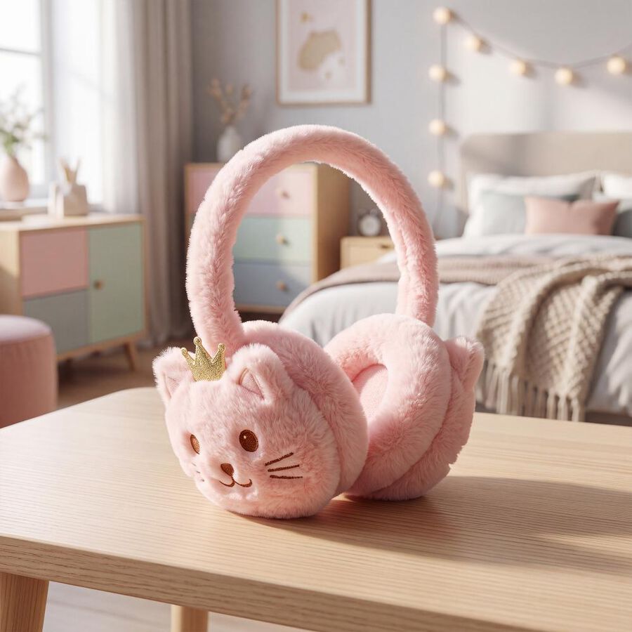 Kid's Pink Bunny Earmuffs, , large