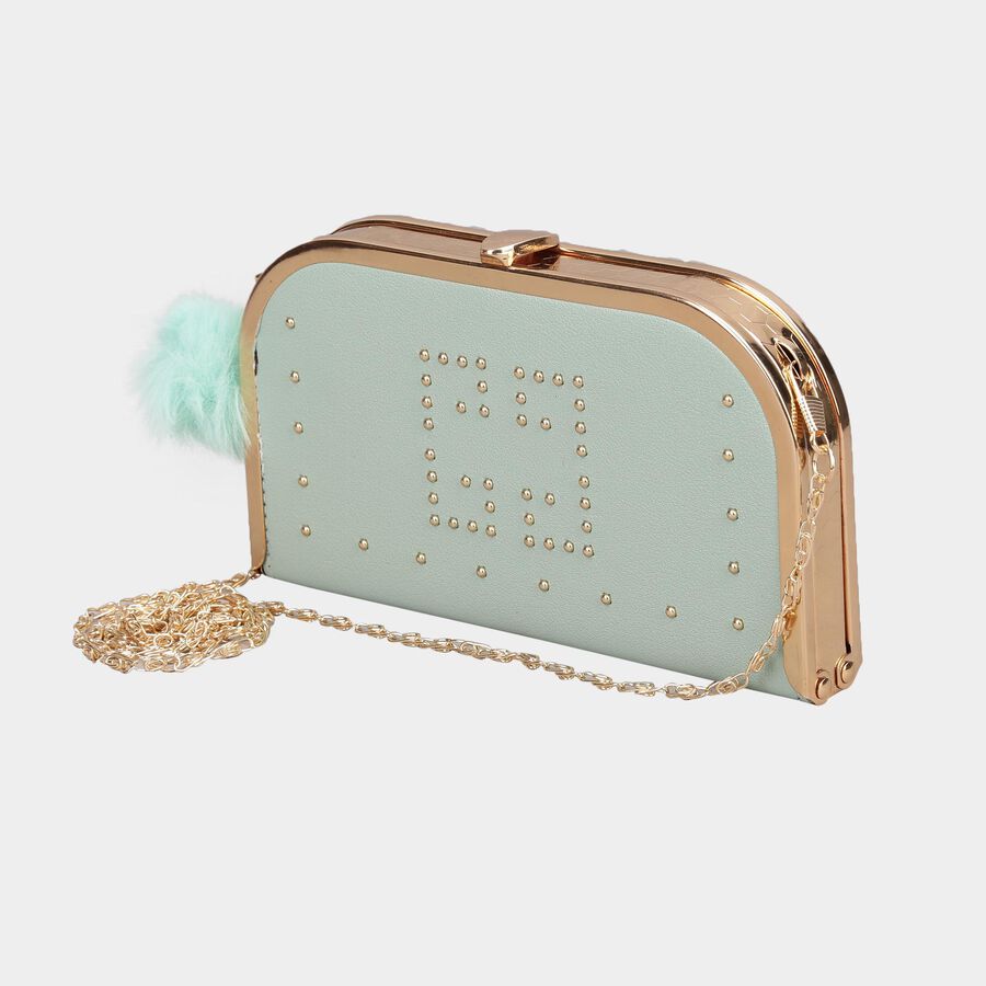 Women's Light Green Polyurethane Clutch Bag, , large image number null