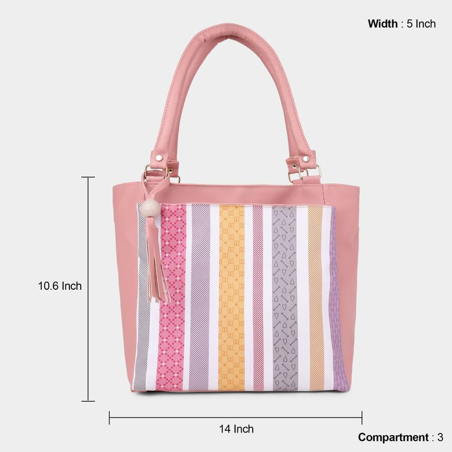 Women's Pink Polyurethane Tote Bag, , large image number null