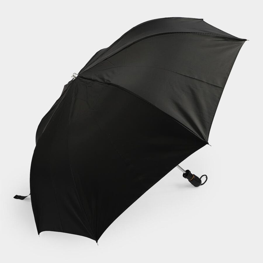 Woman's Black Polyester Umbrella, , large