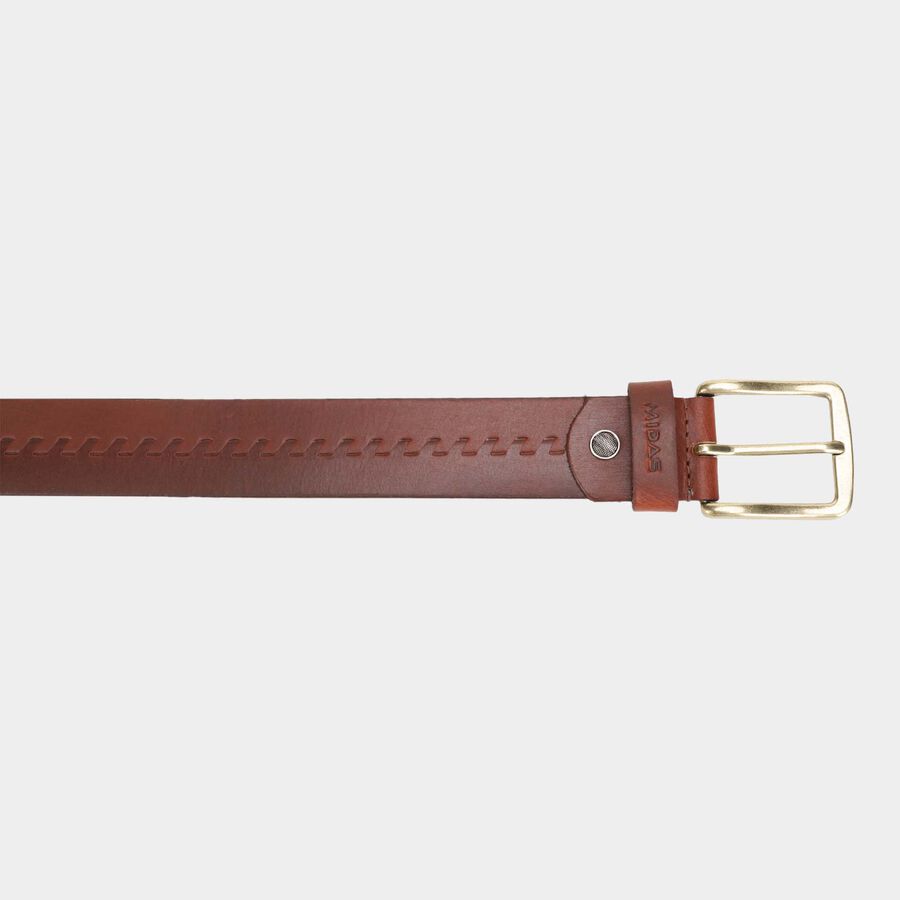 Men's Brown Leather Casual Belt, 38 in. Waist, , large image number null