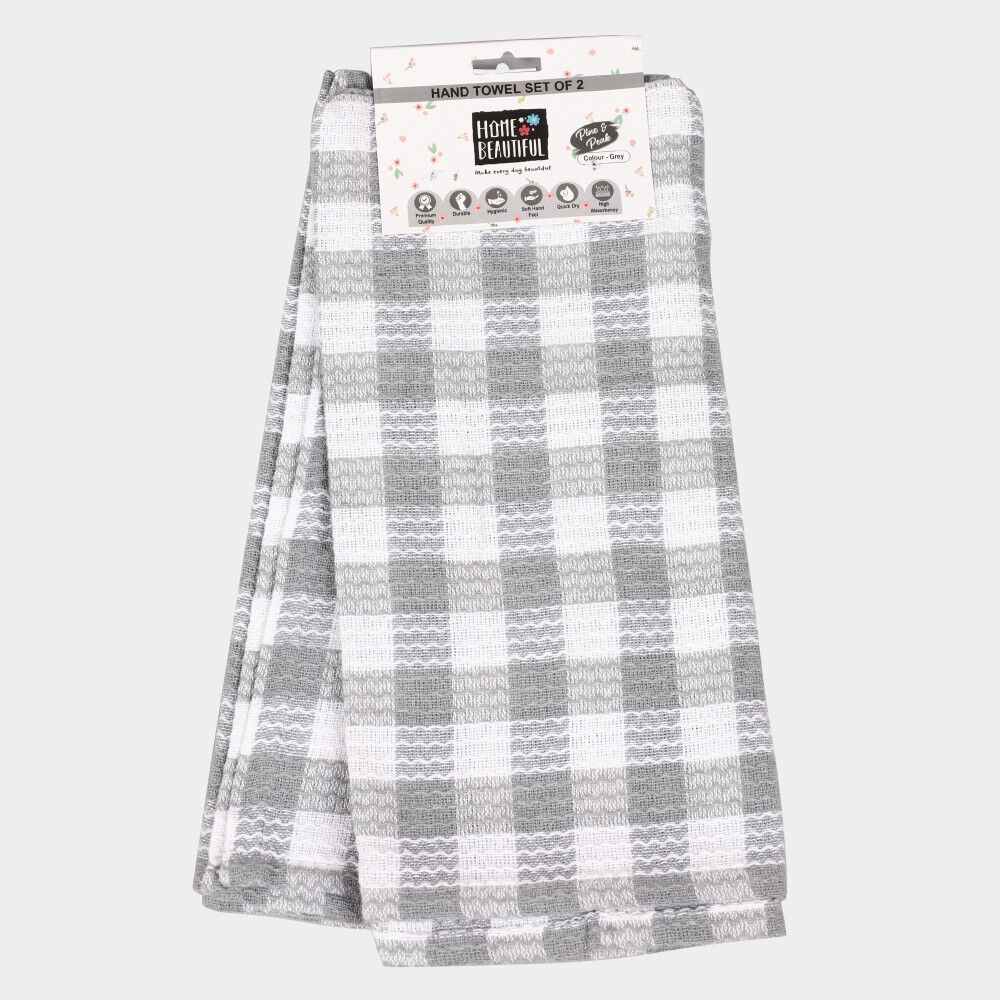 Home Beautiful                         250 GSM Grey Cotton Blend Hand Towel