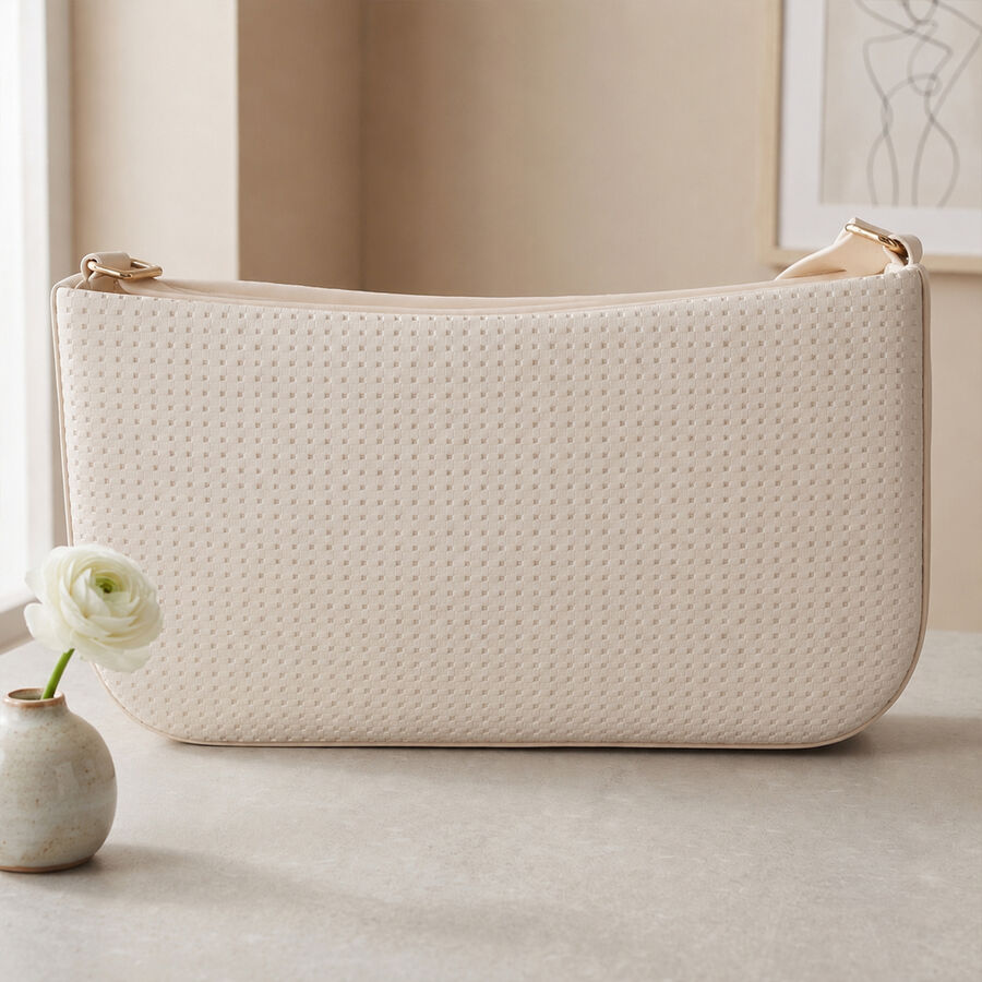 Woman's Off-White Polyurethane Bag, , large