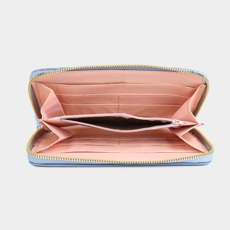 Women's Blue Polyurethane Long Wallet, , large image number null
