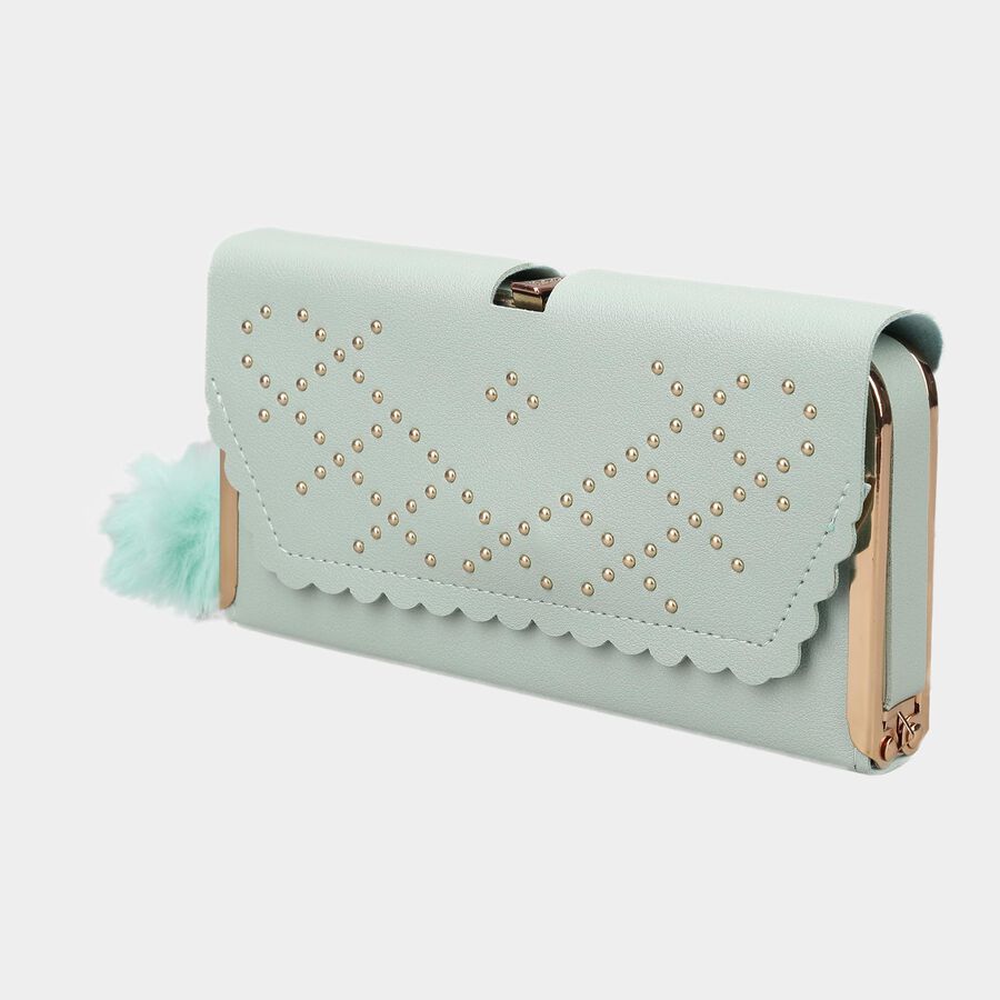 Women's Light Green Polyurethane Clutch Bag, , large image number null