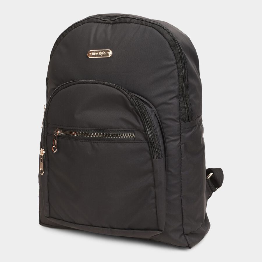 Women's Black Fabric Backpack, , large image number null