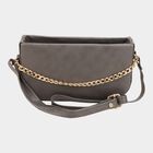 Women's Grey Polyurethane Sling Bag, , small