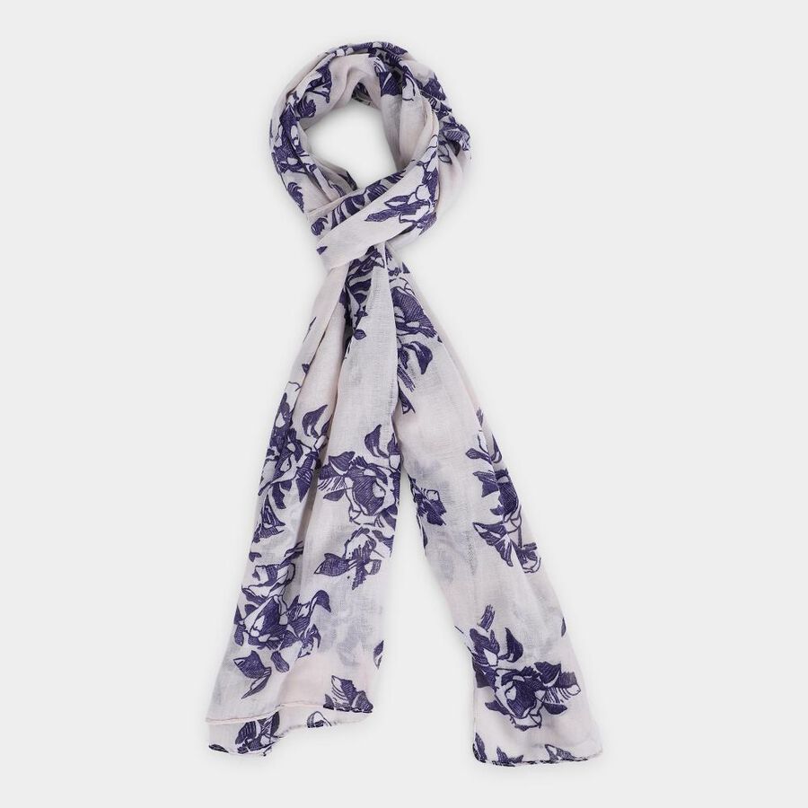 Women's White Nylon/Polyester Scarf, , large