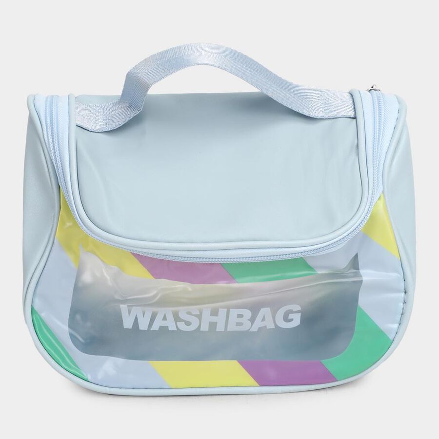 Women's Light Blue Polyurethane Makeup Bag, , large image number null
