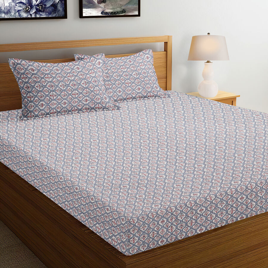 120 GSM Blue Polycotton Double Bedsheet, , large image number null