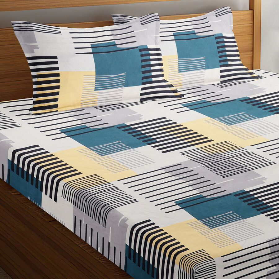 120 GSM Blue Microfiber Double Bedsheet, , large image number null