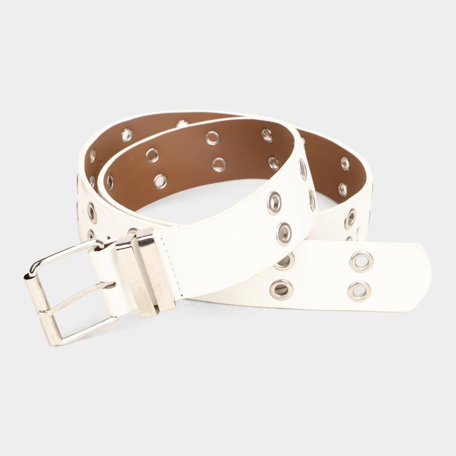 Women's White Polyurethane Belt, , large image number null