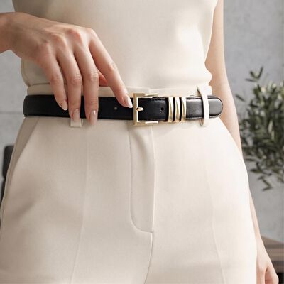 Women's Black PU Belt