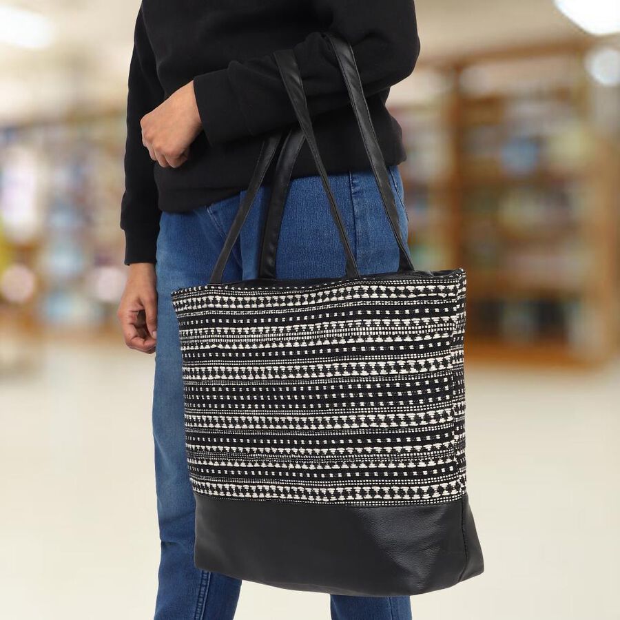 Women's Black Canvas Tote Bag, , large image number null