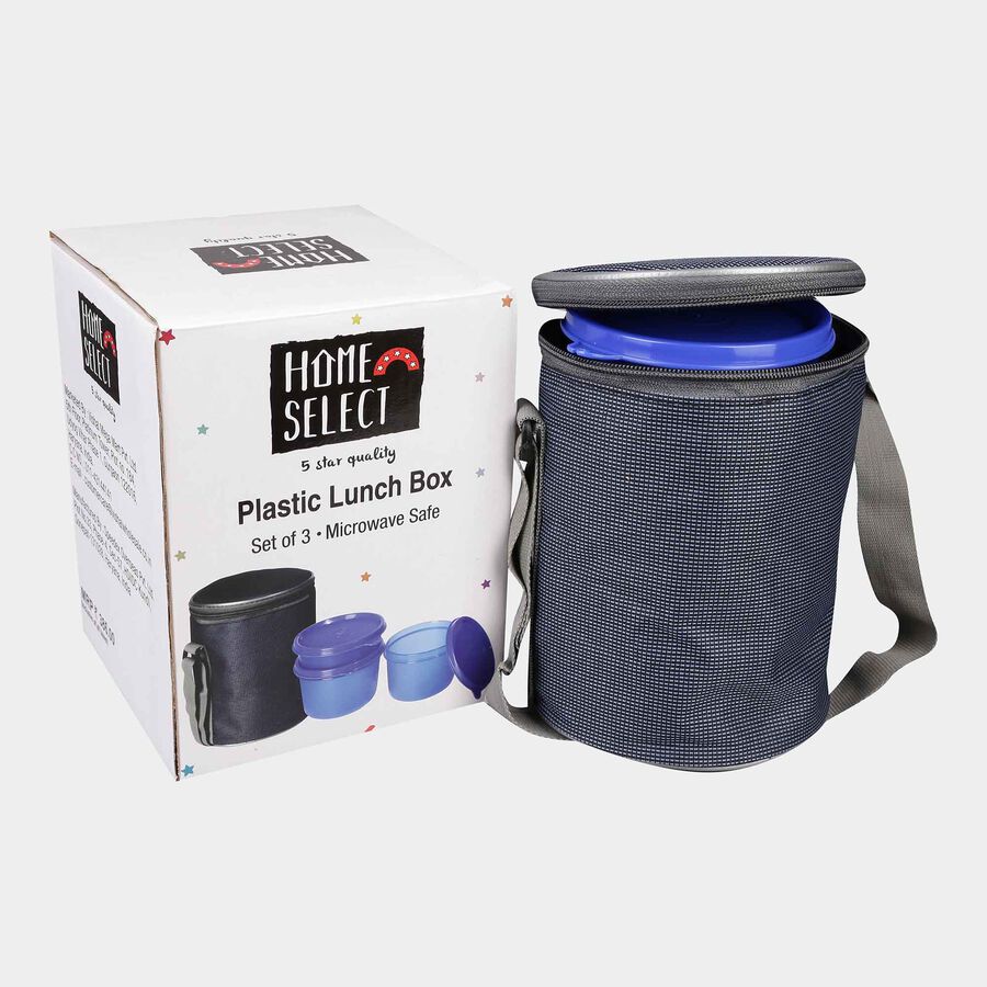 Plastic Lunch Box - 3 Containers With Bag, , large image number null