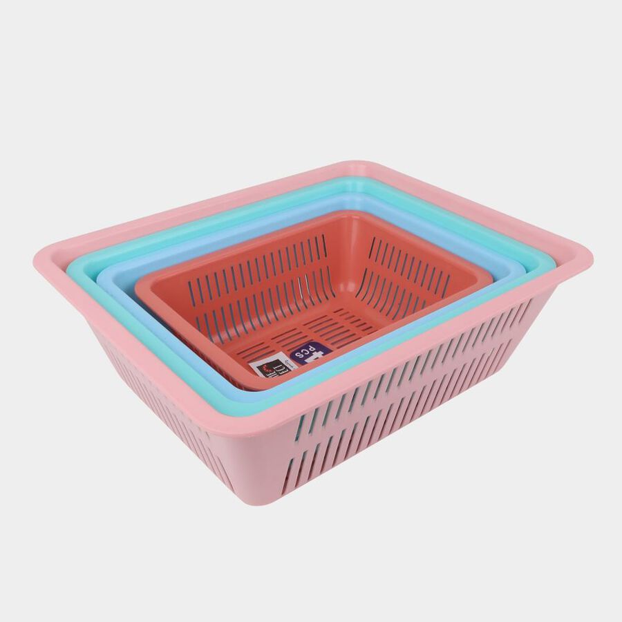 Multicolour Plastic Basket, Set of 4, , large image number null