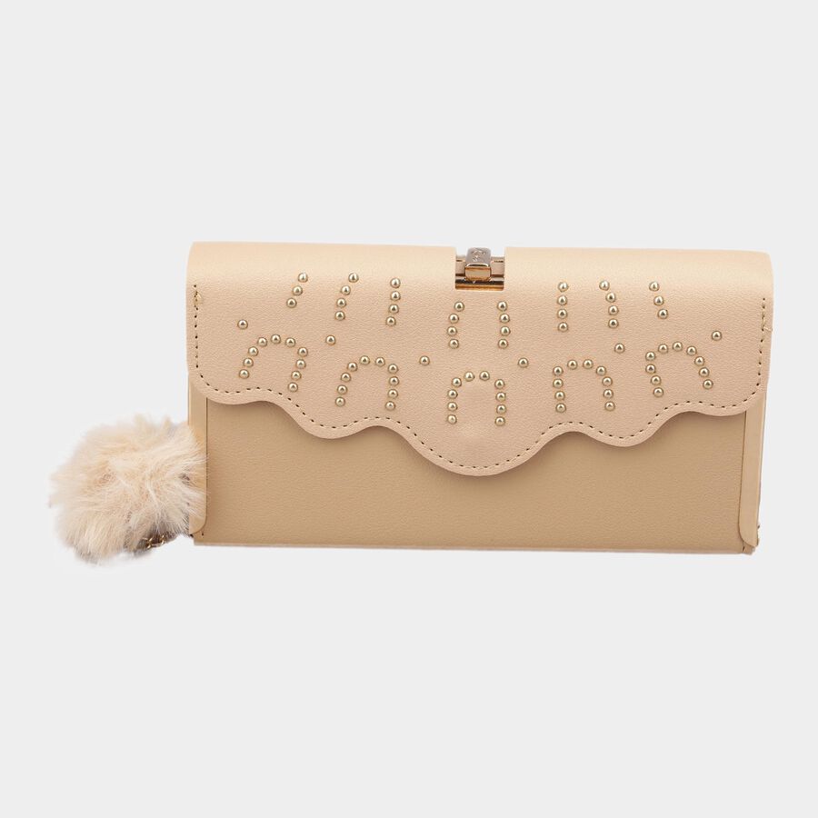 Women's Tan Polyurethane Clutch Bag, , large image number null
