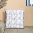 Grey Printed Tufted Cushion, , small