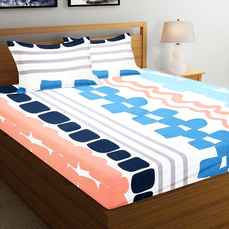Multicolour Microfiber Double Bedsheet, , large image number null
