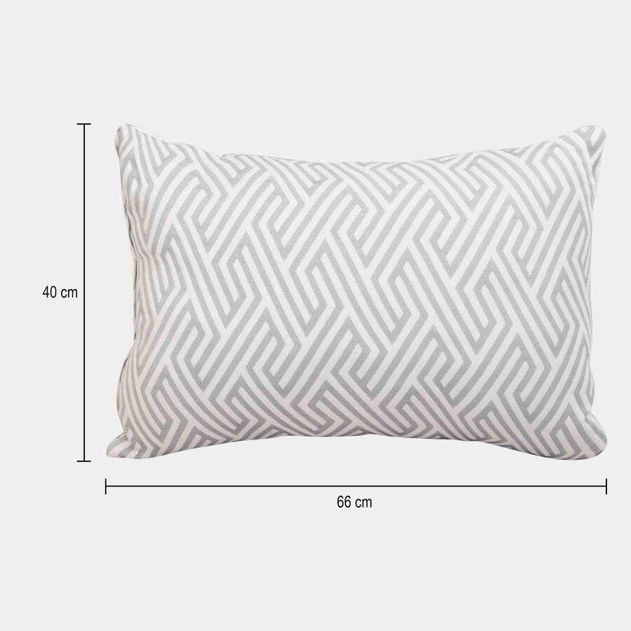 White Geometric Printed Pillow, , large