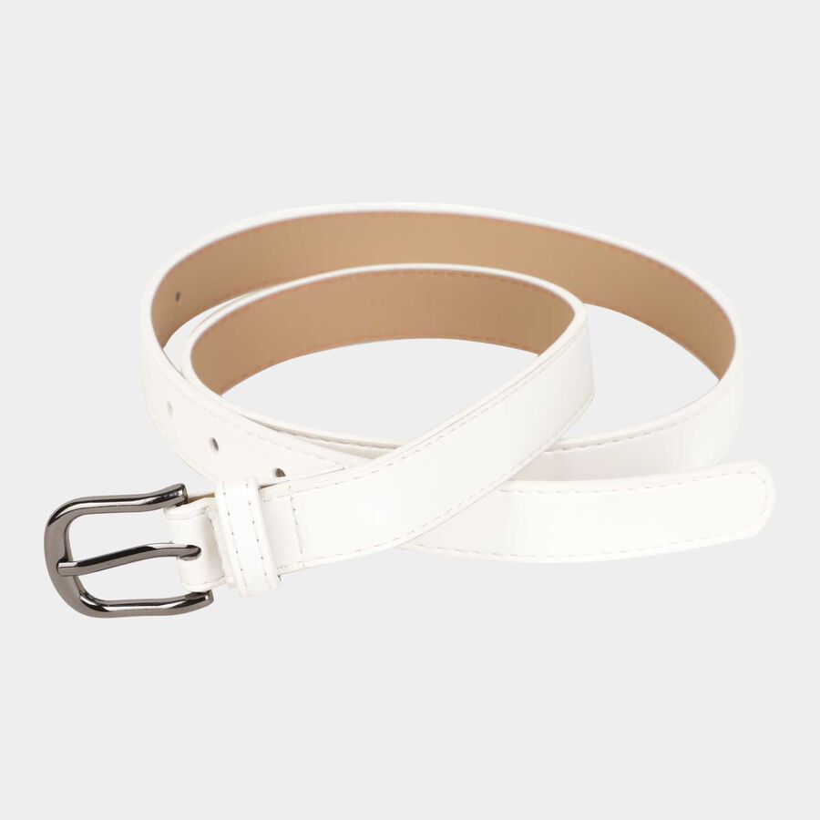 Women's White Polyurethane Belt, , large image number null