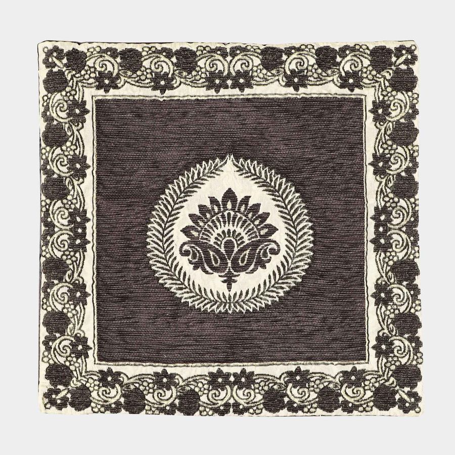 Black Floral Jacquard Cushion Cover, , large