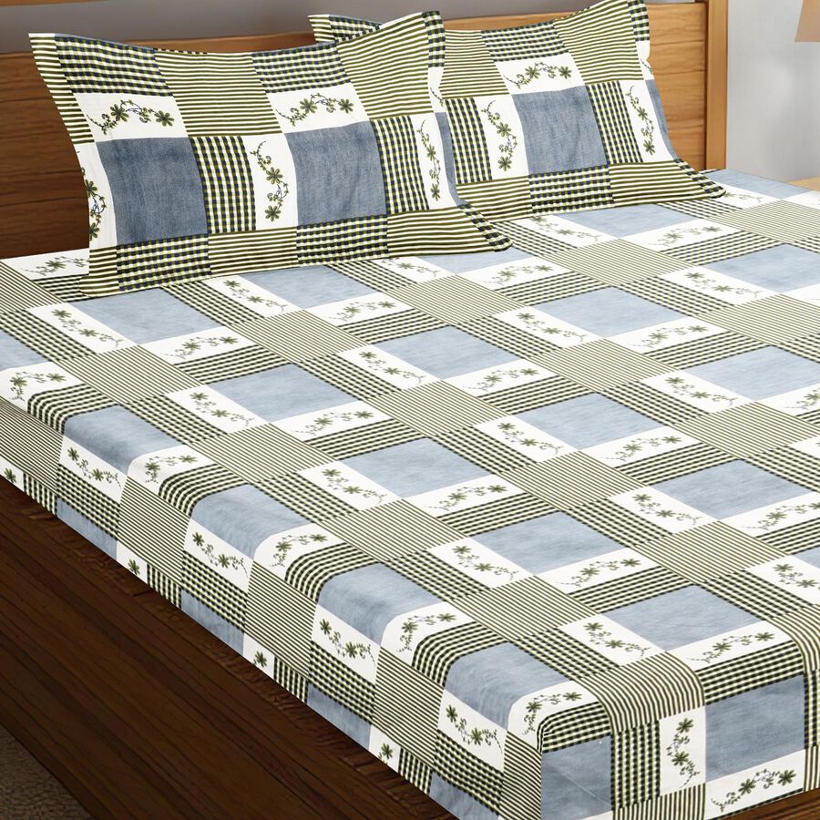 120 GSM Multicolor Polyester Double Bedsheet, , large image number null