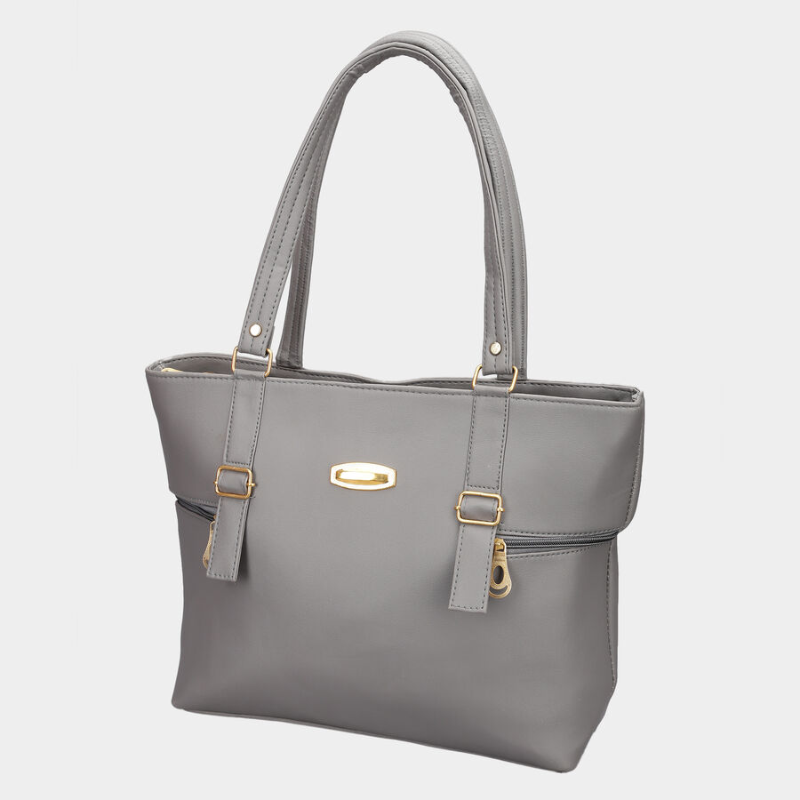Women Solid Grey Handbag, , large image number null