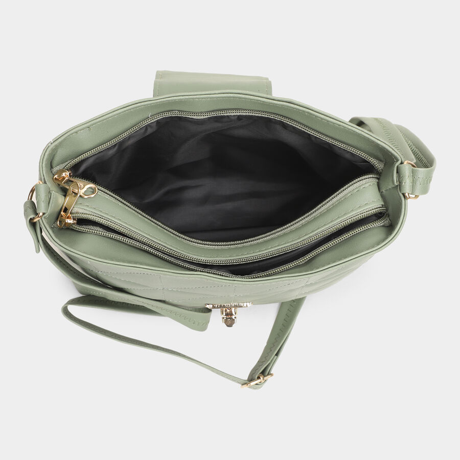 Women's Green Polyurethane Handbag, , large image number null