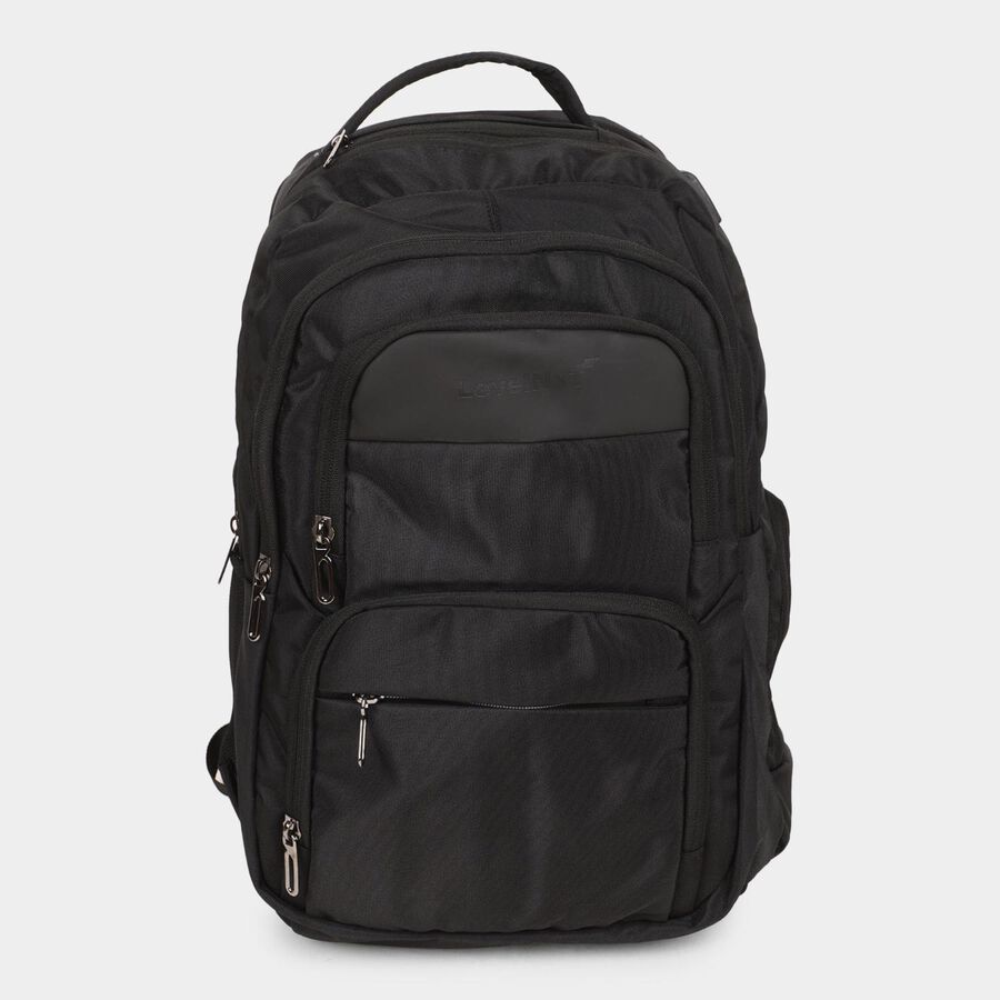 Black Polyester Backpack with Laptop Compartment and USB Port, , large image number null