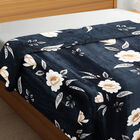 Dark Blue Floral Printed Double Blanket, , small