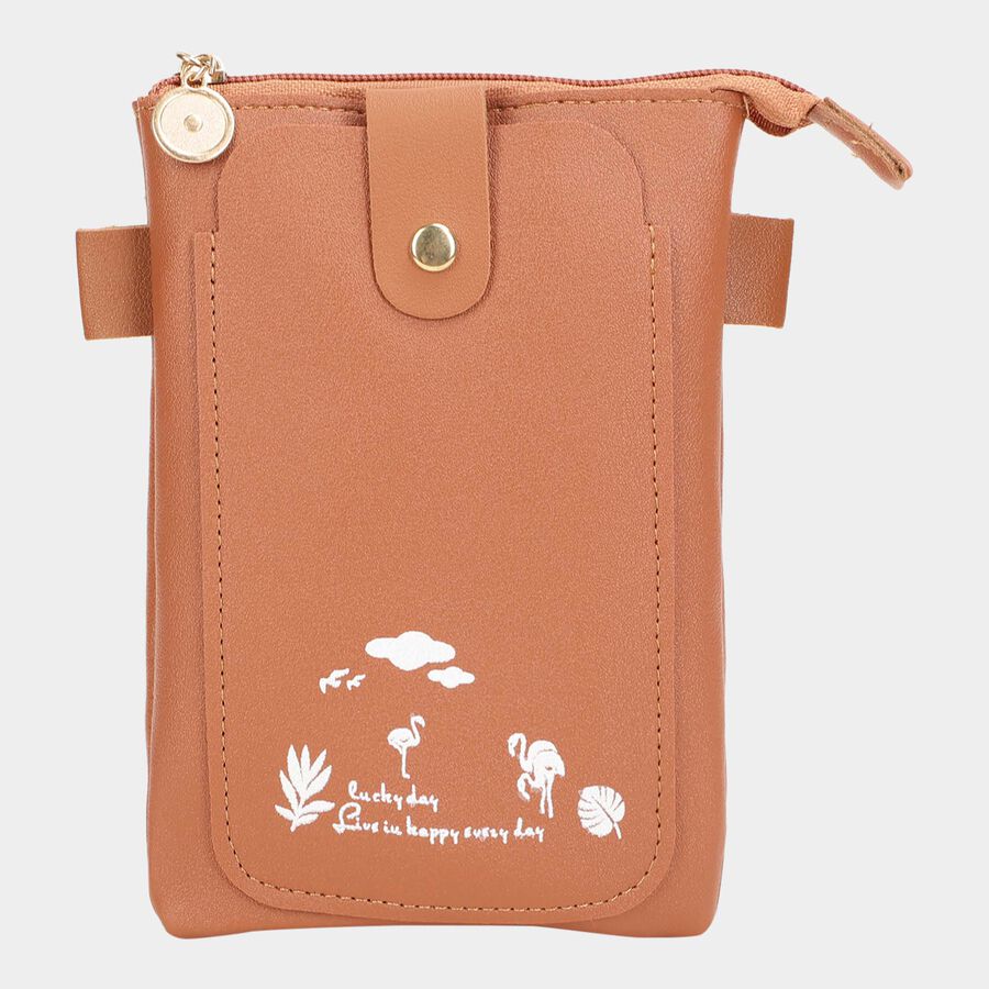 Women's Tan Polyurethane Sling Bag, , large image number null