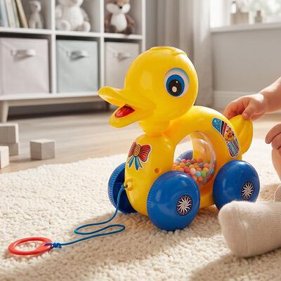 Kid's Yellow Plastic Pull Along