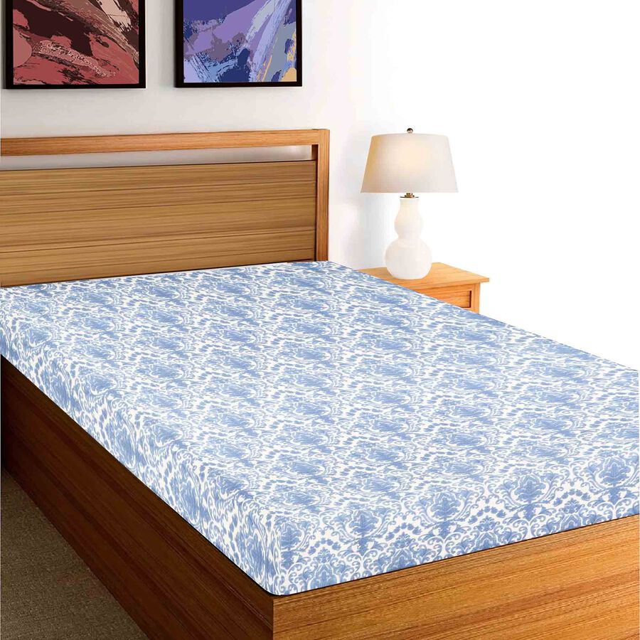Blue Cotton Blend Single Bedsheet, , large image number null