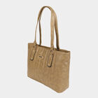 Women's Beige Polyurethane Tote Bag, , small
