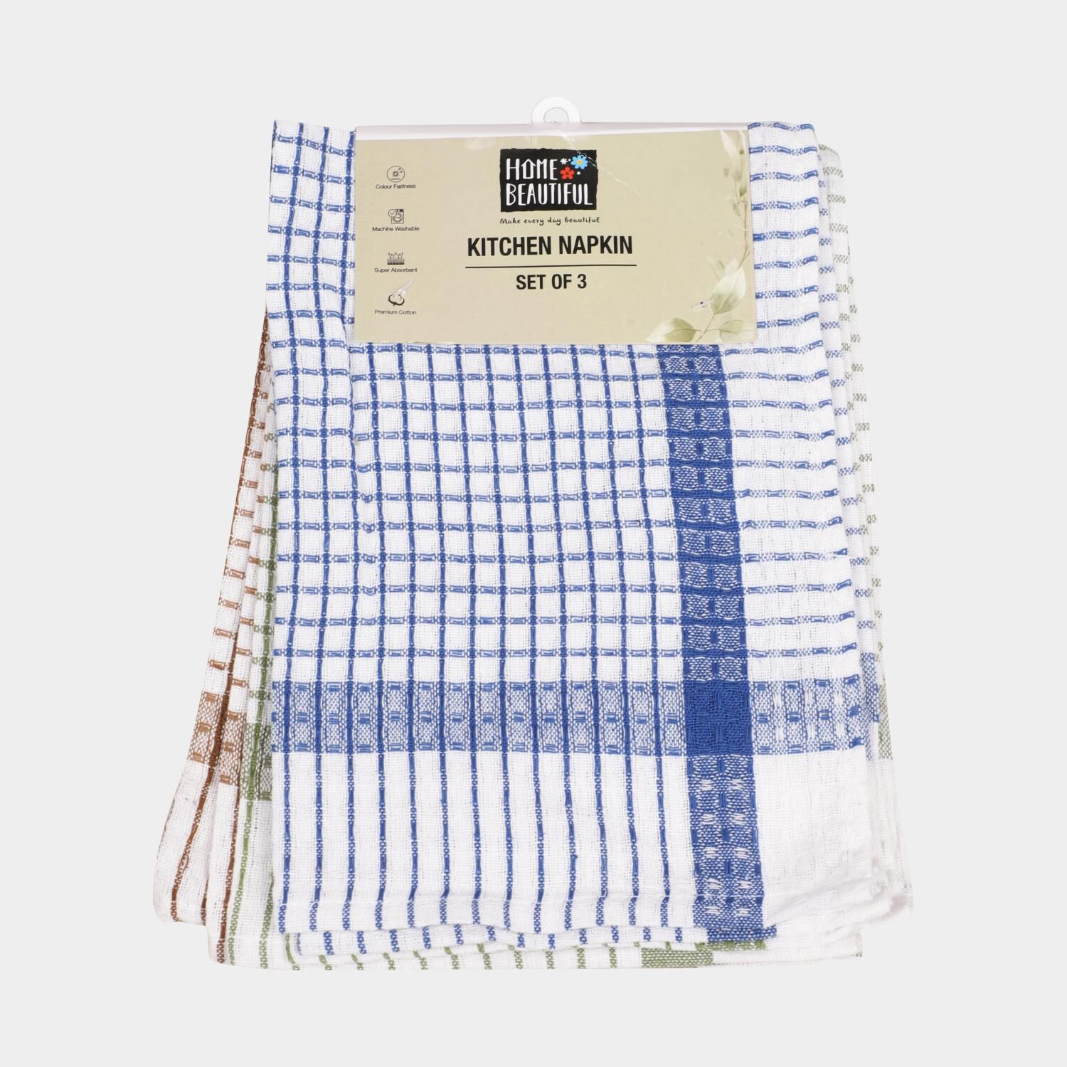 Home Beautiful                         Cotton Kitchen Napkin Set of 3