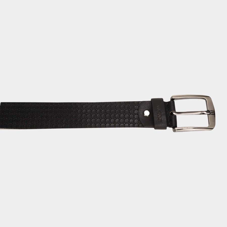 Men's Black Leather Casual Belt, , large image number null