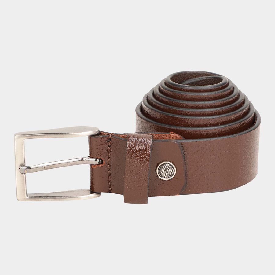 Men's Brown Leather Casual Belt, , large image number null