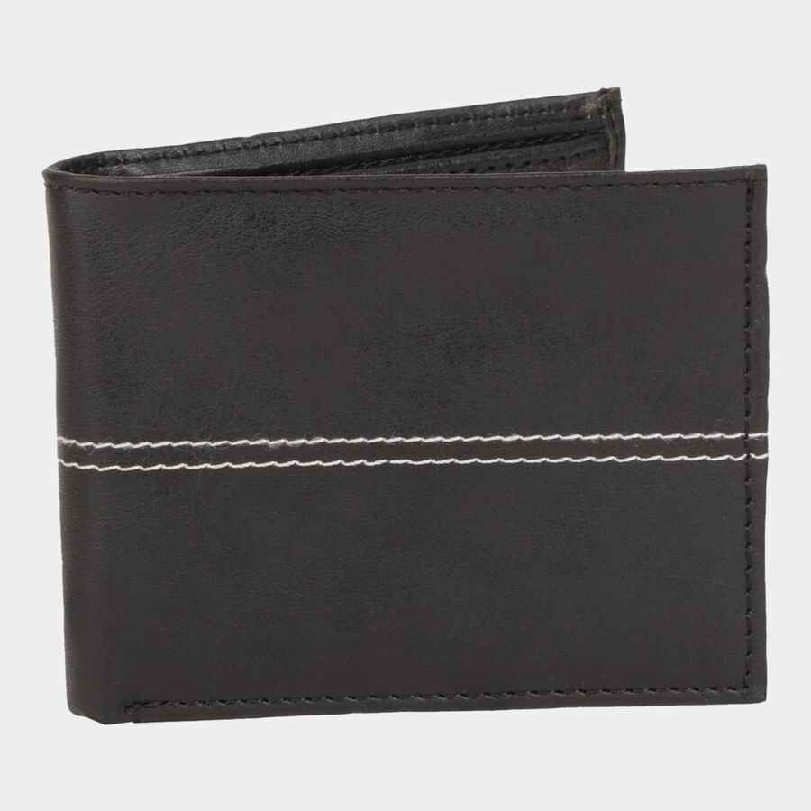 Men's Black Polyurethane Wallet, , large