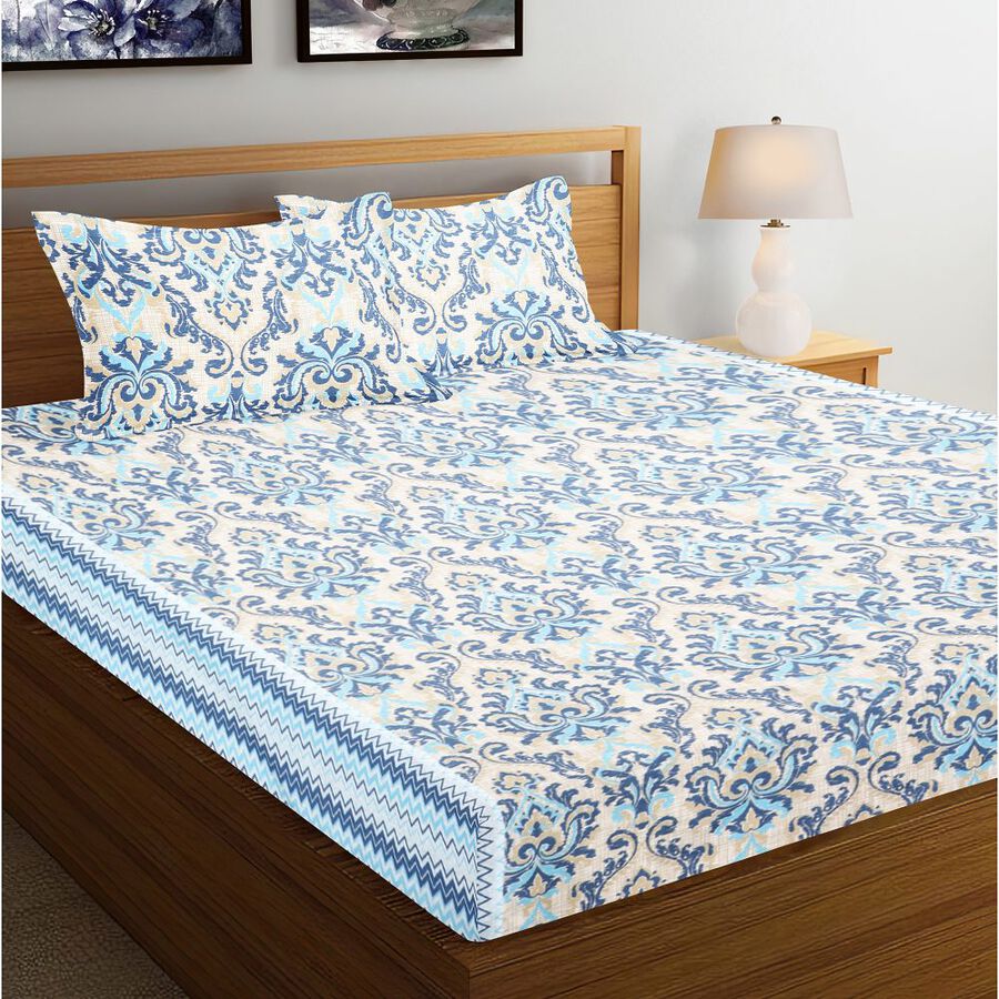 Home Beautiful 120 GSM Cotton Double Bedsheet with 2 Pillow Covers