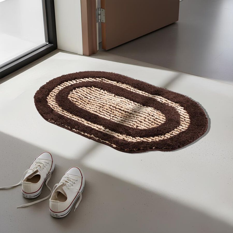 Anti-Skid Brown Polyester Door Mat, , large