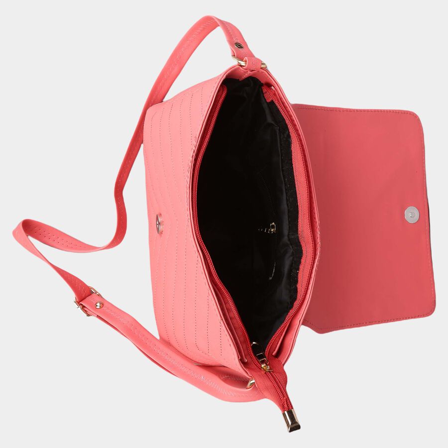 Women's Pink Polyurethane Handbag, , large image number null