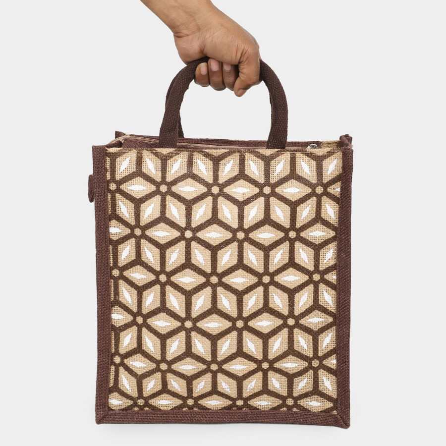 Brown Printed Jute Bag, , large image number null