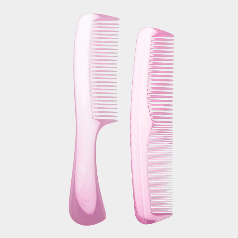 Plastic Hair Comb, Set of 2 - Colour/Design May Vary, , large image number null