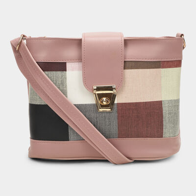 Women's Pink Polyurethane Handbag