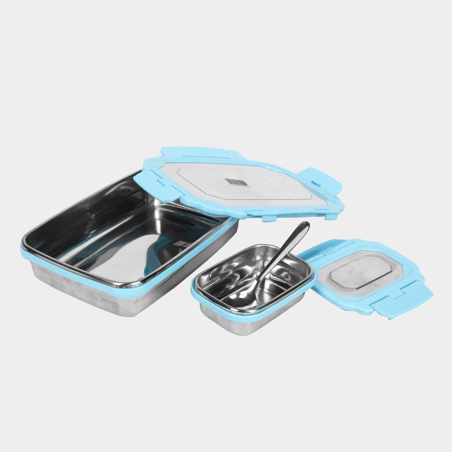 Steel Lunch Box with Small Container and Spoon, , large image number null